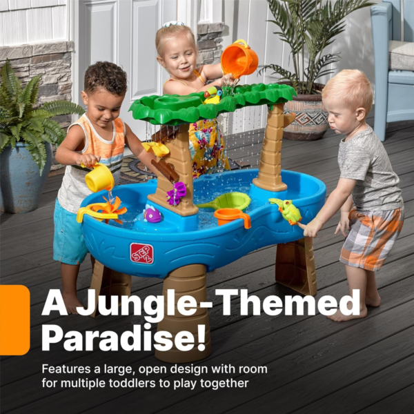 Step2 Tropical Rainforest Water Table, Indoor and Outdoor Water Table, Sensory Playset and Activity Toy, Rain Shower Wall, 13 Piece Accessories Set, Toy Suitable for Kids both Boys and Girls Aged 1.5+