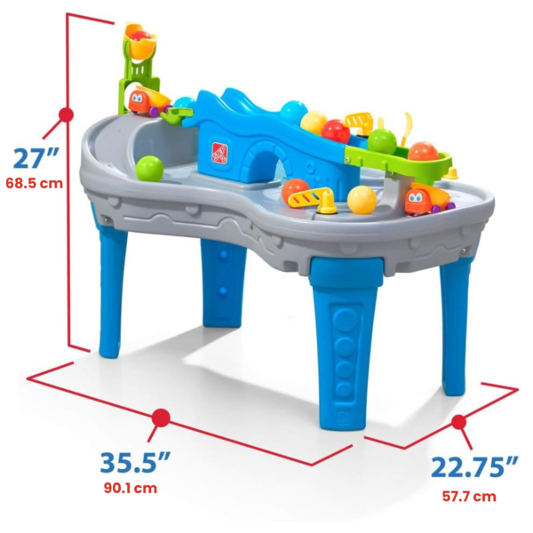 Step2 Ball Buddies Truckin & Rollin Play Table, Indoor and Outdoor Sensory Playset, Activity Toy with 13 Piece Accessories Including Balls, STEM Toy and Activity Centre, Suitable for Children Aged 2+