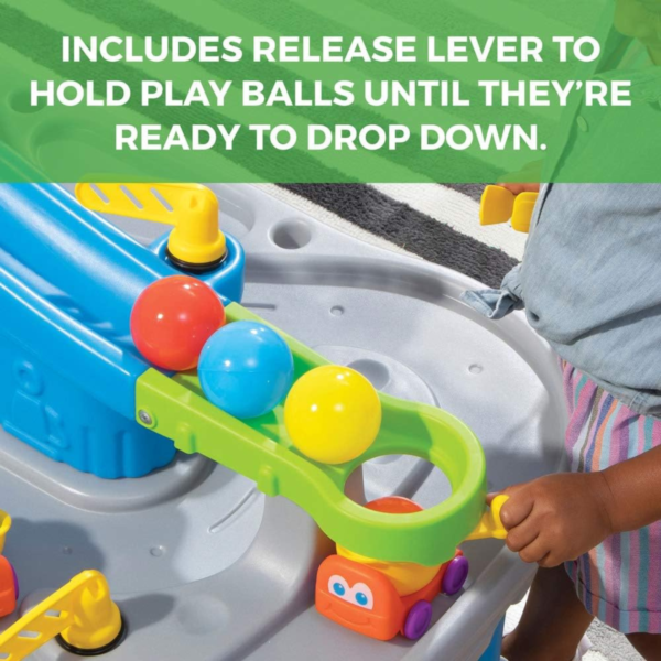 Step2 Ball Buddies Truckin & Rollin Play Table, Indoor and Outdoor Sensory Playset, Activity Toy with 13 Piece Accessories Including Balls, STEM Toy and Activity Centre, Suitable for Children Aged 2+