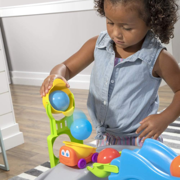 Step2 Ball Buddies Truckin & Rollin Play Table, Indoor and Outdoor Sensory Playset, Activity Toy with 13 Piece Accessories Including Balls, STEM Toy and Activity Centre, Suitable for Children Aged 2+