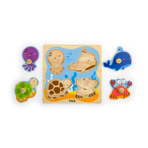 Viga Insect, 4 Piece Knob Puzzle, Montessori Wooden Toy, Develops Sensory, Cognitive & Fine Motor Skills, Non-Toxic & Eco-friendly Kids Educational Toy, Suitable for Boys and Girls Aged 12M+