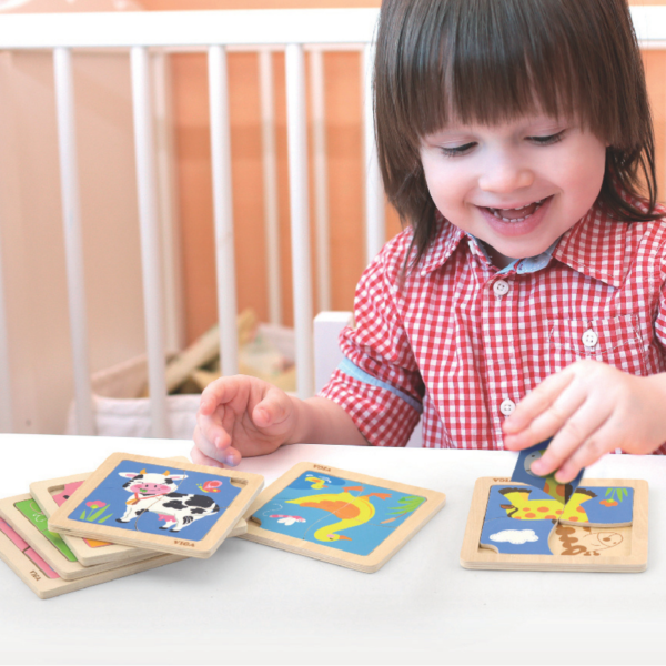 Viga Butterfly, 4 Piece Block Puzzle, Montessori Wooden Toy, Develops Sensory, Cognitive & Fine Motor Skills, Non-Toxic & Eco-friendly Kids Educational Toy, Suitable for Boys and Girls Aged 12M+