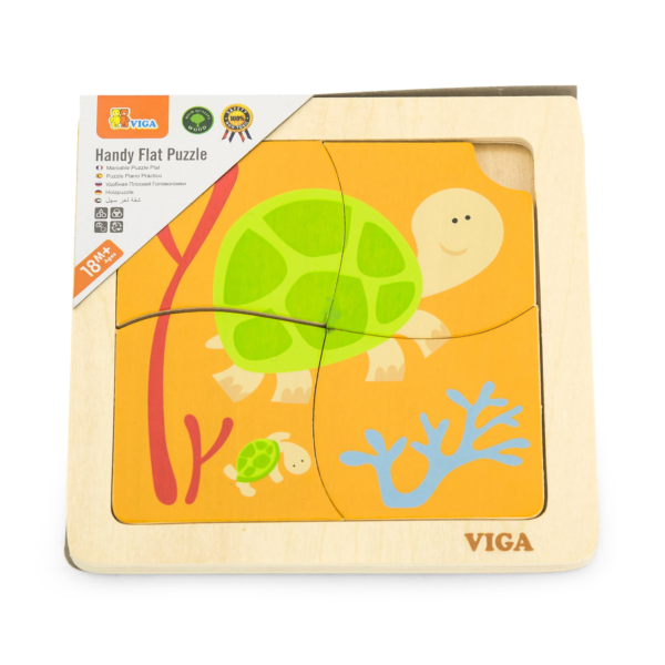 Viga Tortoise, 4 Piece Block Puzzle, Montessori Wooden Toy, Develops Sensory, Cognitive & Fine Motor Skills, Non-Toxic & Eco-friendly Kids Educational Toy, Suitable for Boys and Girls Aged 12M+