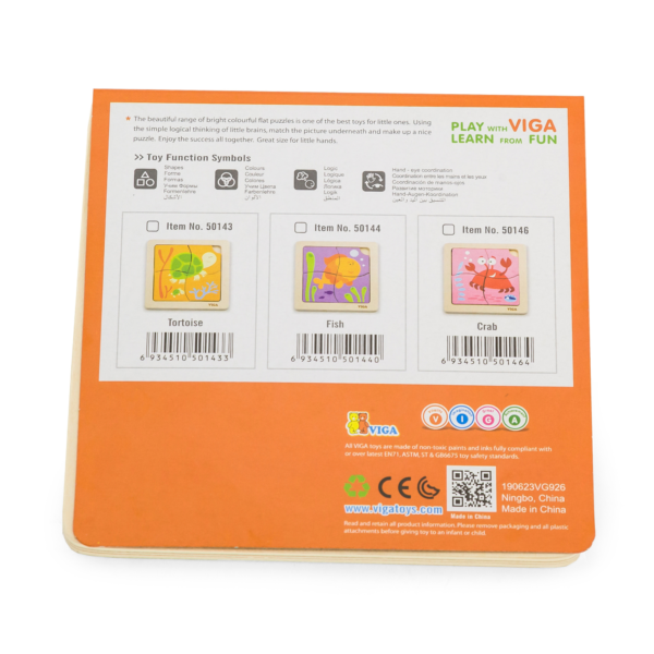 Viga Tortoise, 4 Piece Block Puzzle, Montessori Wooden Toy, Develops Sensory, Cognitive & Fine Motor Skills, Non-Toxic & Eco-friendly Kids Educational Toy, Suitable for Boys and Girls Aged 12M+