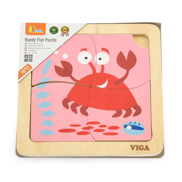 Viga Crab, 4 Piece Block Puzzle, Montessori Wooden Toy, Develops Sensory, Cognitive & Fine Motor Skills, Non-Toxic & Eco-friendly Kids Educational Toy, Suitable for Boys and Girls Aged 12M+