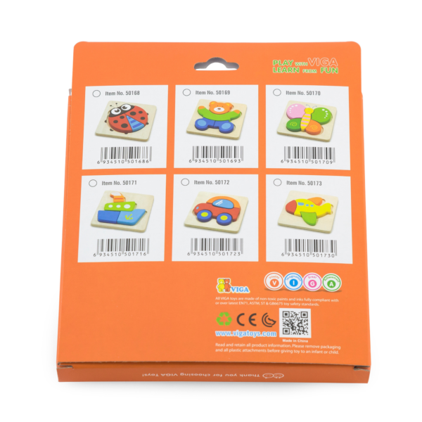 Viga Lady Bird, 4 Piece Block Puzzle, Montessori Wooden Toy, Develops Sensory, Cognitive & Fine Motor Skills, Non-Toxic & Eco-friendly Kids Educational Toy, Suitable for Boys and Girls Aged 18M+