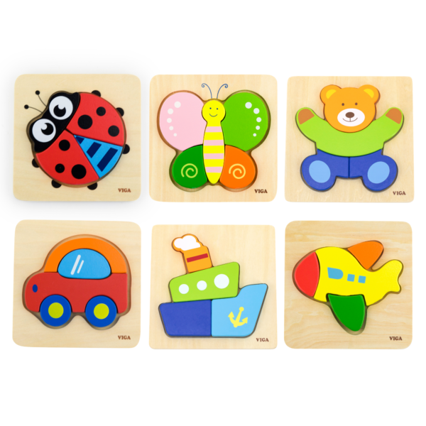 Viga Butterfly, 5 Piece Block Puzzle, Montessori Wooden Toy, Develops Sensory, Cognitive & Fine Motor Skills, Non-Toxic & Eco-friendly Kids Educational Toy, Suitable for Boys and Girls Aged 18M+