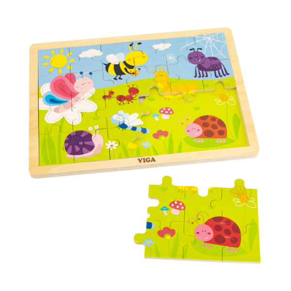 Viga Park, 24 Piece Jigsaw Puzzle, Montessori Wooden Toy, Develops Sensory, Cognitive & Fine Motor Skills, Non-Toxic & Eco-friendly Kids Educational Toy, Suitable for Boys and Girls Aged 2Y+