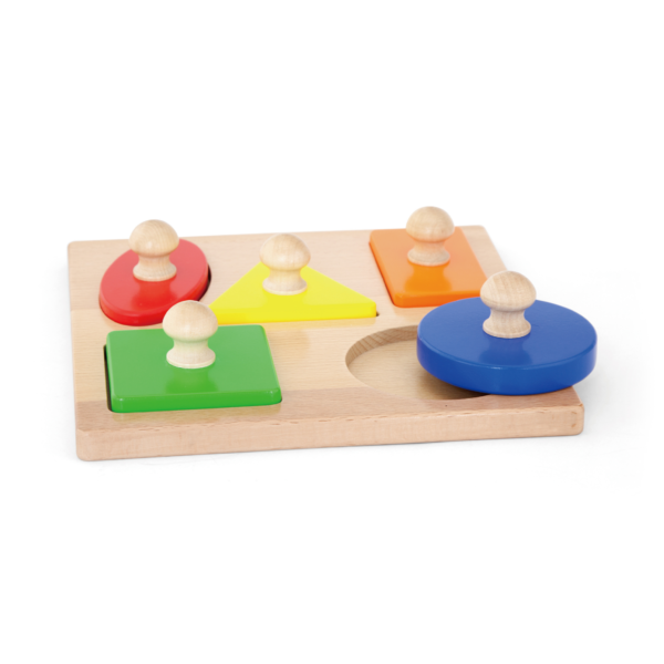 Viga Shapes, 5 Piece Knob Puzzle, Montessori Wooden Toy, Develops Sensory, Cognitive & Fine Motor Skills, Non-Toxic & Eco-friendly Kids Educational Toy, Suitable for Boys and Girls Aged 12M+