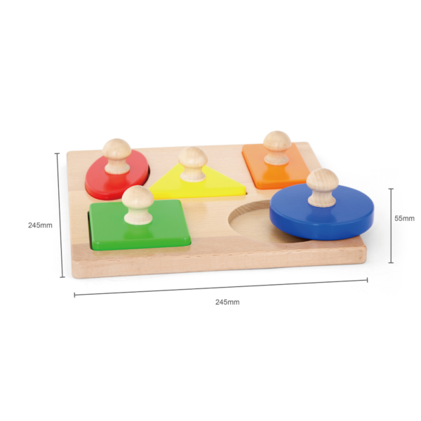 Viga Shapes, 5 Piece Knob Puzzle, Montessori Wooden Toy, Develops Sensory, Cognitive & Fine Motor Skills, Non-Toxic & Eco-friendly Kids Educational Toy, Suitable for Boys and Girls Aged 12M+