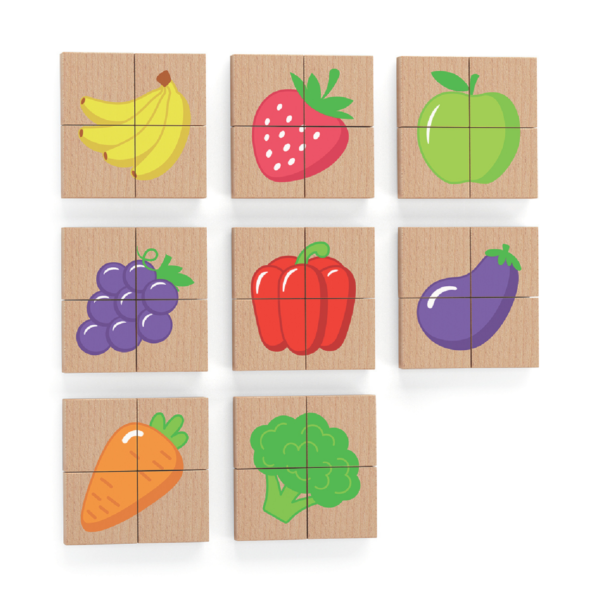 Viga Fruits, 32 Piece Magnetic Block Puzzle, Montessori Wooden Toy, Develops Sensory, Cognitive & Fine Motor Skills, Non-Toxic & Eco-friendly Kids Educational Toy, Suitable for Children Aged 18M+