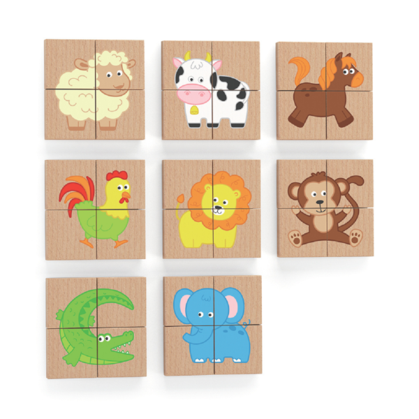 Viga Animals, 32 Piece Magnetic Block Puzzle, Montessori Wooden Toy, Develops Sensory, Cognitive & Fine Motor Skills, Non-Toxic & Eco-friendly Kids Educational Toy, Suitable for Children Aged 18M+