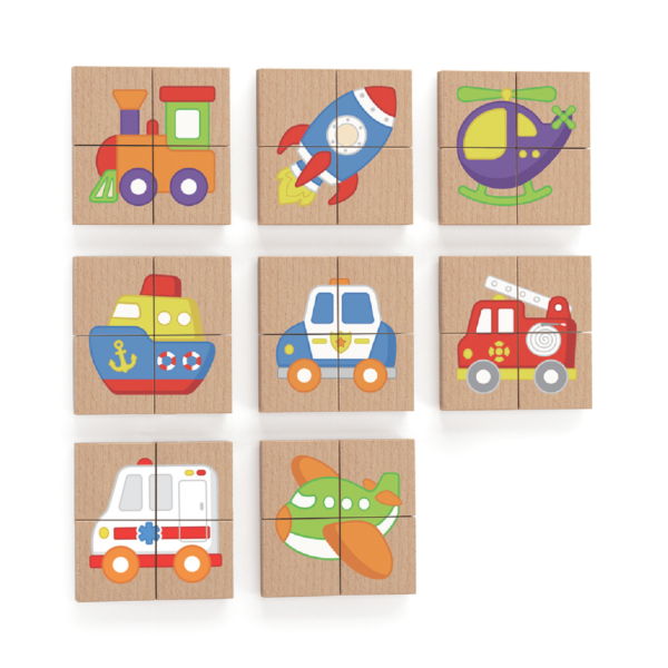 Viga Transportation, 32 Piece Magnetic Block Puzzle, Montessori Wooden Toy, Develops Sensory, Cognitive & Fine Motor Skills, Non-Toxic & Eco-friendly Kids Educational Toy, Suitable for Children 18M+