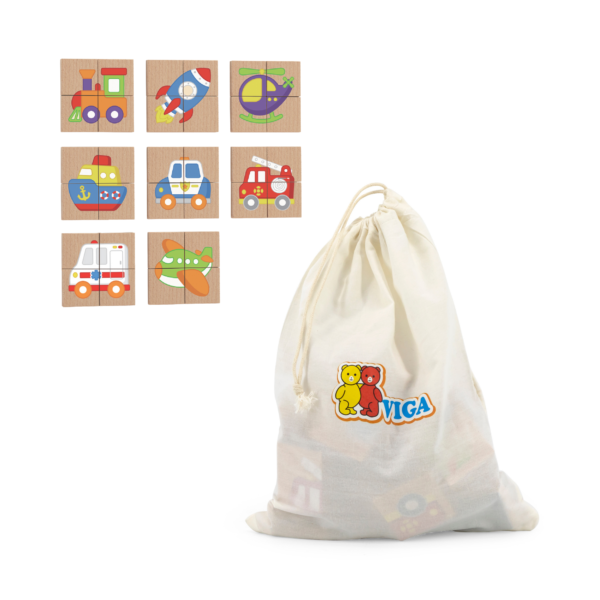 Viga Transportation, 32 Piece Magnetic Block Puzzle, Montessori Wooden Toy, Develops Sensory, Cognitive & Fine Motor Skills, Non-Toxic & Eco-friendly Kids Educational Toy, Suitable for Children 18M+