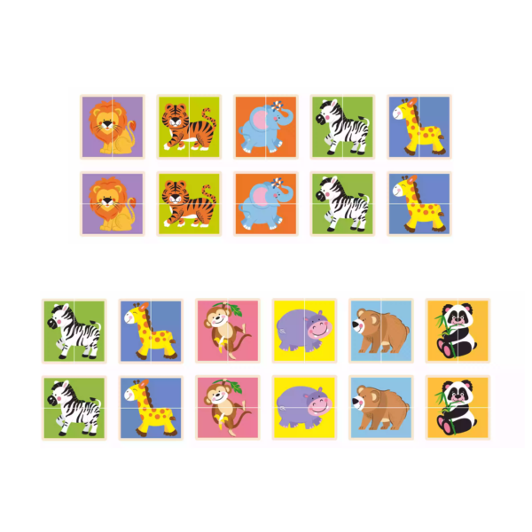 Viga Wild Animals, 36 Piece Mix & Match Puzzle, Montessori Wooden Toy, Develops Sensory, Cognitive & Fine Motor Skills, Non-Toxic & Eco-friendly Kids Educational Toy, Suitable for Children Aged 3Y+
