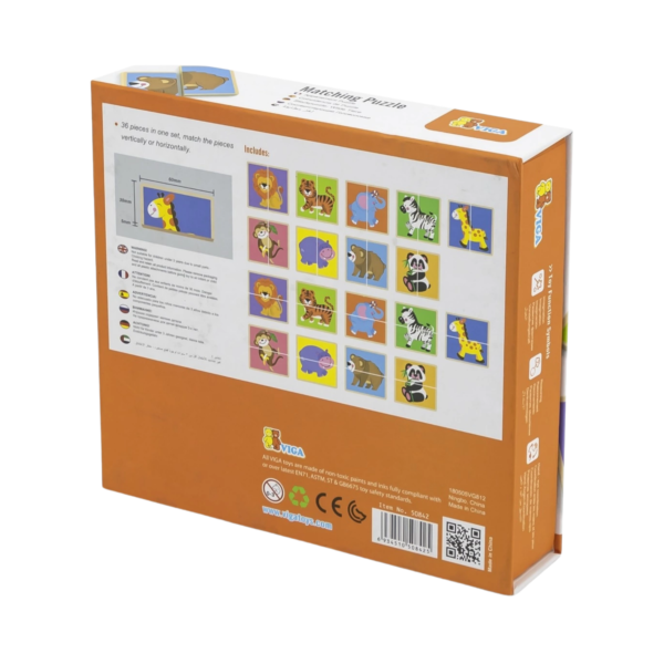 Viga Wild Animals, 36 Piece Mix & Match Puzzle, Montessori Wooden Toy, Develops Sensory, Cognitive & Fine Motor Skills, Non-Toxic & Eco-friendly Kids Educational Toy, Suitable for Children Aged 3Y+