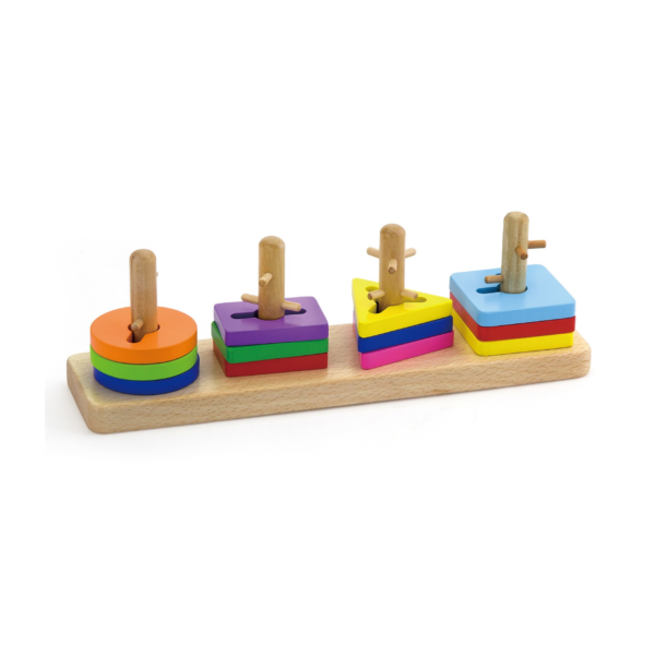 Viga Creative Shapes, 12 Piece Stacking Puzzle, Montessori Wooden Toy, Develops Sensory, Cognitive & Fine Motor Skills, Non-Toxic & Eco-friendly Kids Educational Toy, Suitable for Children Aged 18M+