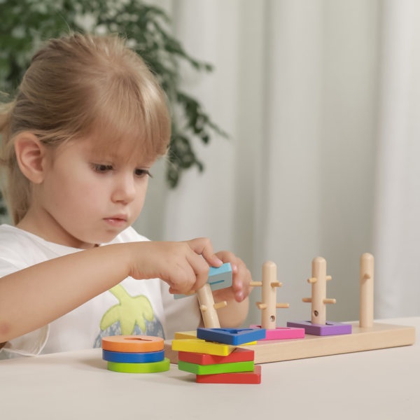 Viga Creative Shapes, 12 Piece Stacking Puzzle, Montessori Wooden Toy, Develops Sensory, Cognitive & Fine Motor Skills, Non-Toxic & Eco-friendly Kids Educational Toy, Suitable for Children Aged 18M+
