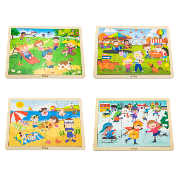 Viga Autumn, Seasonal, 24 Piece Jigsaw Puzzle, Montessori Wooden Toy, Develops Sensory, Cognitive & Fine Motor Skills, Non-Toxic & Eco-friendly Kids Educational Toy, Suitable for Children Aged 2Y+
