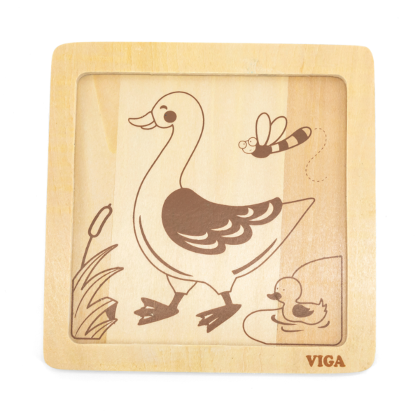 Viga Duck, 4 Piece Block Puzzle, Montessori Wooden Toy, Develops Sensory, Cognitive & Fine Motor Skills, Non-Toxic & Eco-friendly Kids Educational Toy, Suitable for Boys and Girls Aged 12M+