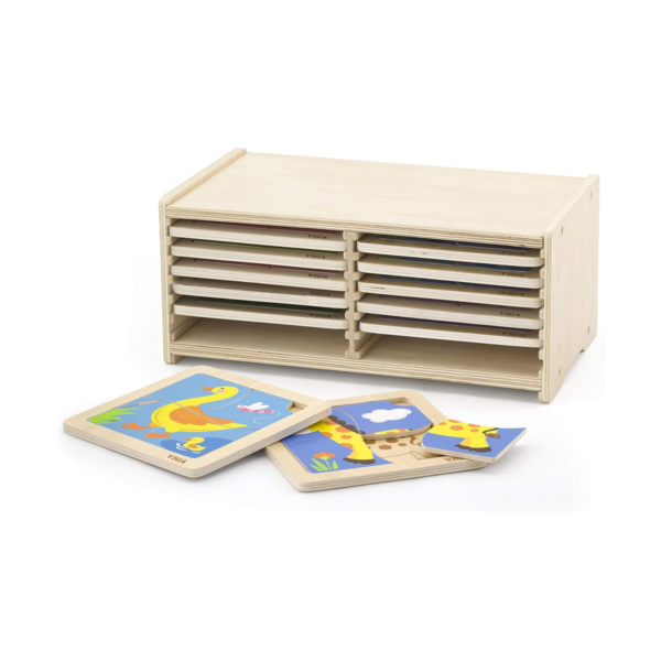Viga Set of 12, 4 Piece Block Puzzle, Montessori Wooden Toy, Develops Sensory, Cognitive & Fine Motor Skills, Non-Toxic & Eco-friendly Kids Educational Toy, Suitable for Boys and Girls Aged 18M+