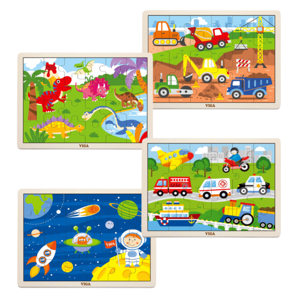 Viga Set of 12, 24 Piece Jigsaw Puzzle, Montessori Wooden Toy, Develops Sensory, Cognitive & Fine Motor Skills, Non-Toxic & Eco-friendly Kids Educational Toy, Suitable for Boys and Girls Aged 2Y+