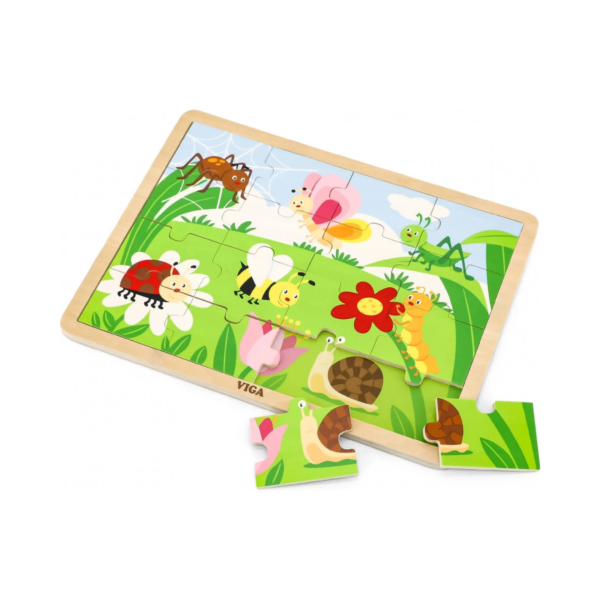 Viga Park, 16 Piece Jigsaw Puzzle, Montessori Wooden Toy, Develops Sensory, Cognitive & Fine Motor Skills, Non-Toxic & Eco-friendly Kids Educational Toy, Suitable for Boys and Girls Aged 2Y+