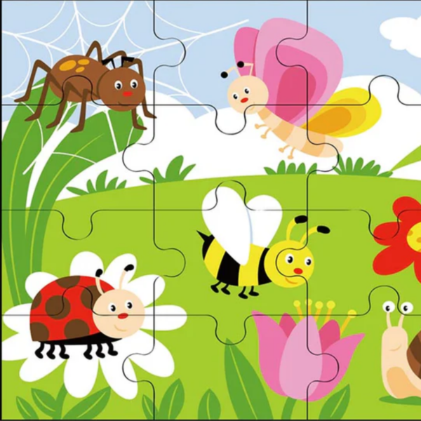 Viga Park, 16 Piece Jigsaw Puzzle, Montessori Wooden Toy, Develops Sensory, Cognitive & Fine Motor Skills, Non-Toxic & Eco-friendly Kids Educational Toy, Suitable for Boys and Girls Aged 2Y+