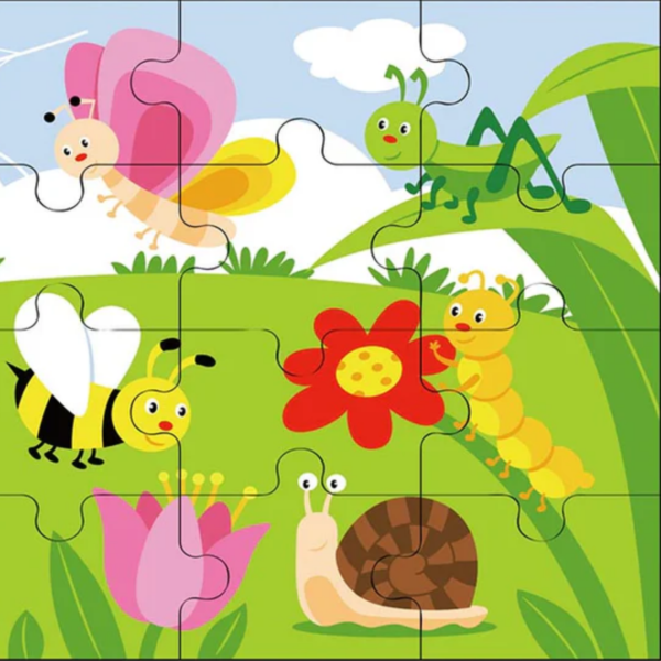 Viga Park, 16 Piece Jigsaw Puzzle, Montessori Wooden Toy, Develops Sensory, Cognitive & Fine Motor Skills, Non-Toxic & Eco-friendly Kids Educational Toy, Suitable for Boys and Girls Aged 2Y+