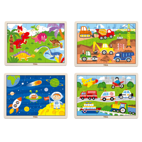 Viga Dinosaurs, 24 Piece Jigsaw Puzzle, Montessori Wooden Toy, Develops Sensory, Cognitive & Fine Motor Skills, Non-Toxic & Eco-friendly Kids Educational Toy, Suitable for Boys and Girls Aged 2Y+