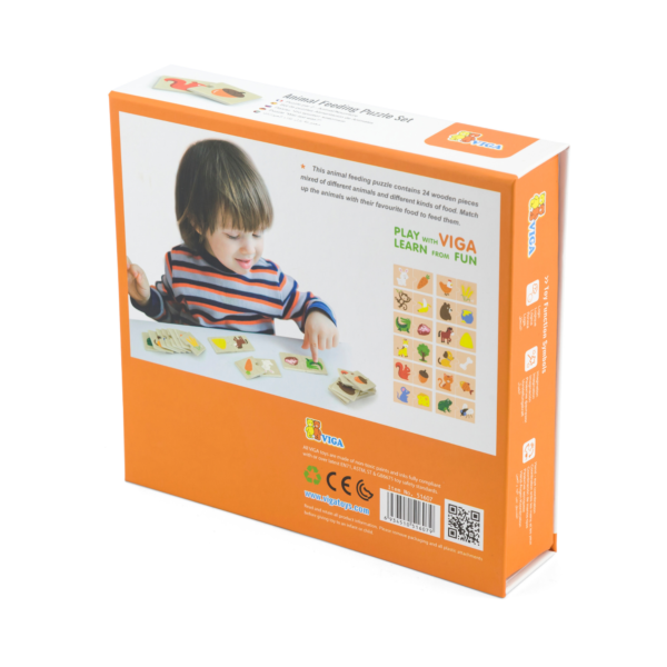 Viga Animal Feeding, 12 Piece Mix & Match Puzzle, Montessori Wooden Toy, Develops Sensory, Cognitive & Fine Motor Skills, Non-Toxic & Eco-friendly Kids Educational Toy, for Boys & Girls 18M+