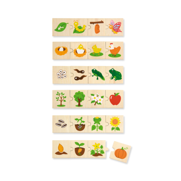 Viga Growing Plants & Animals, 24 Piece Mix & Match Puzzle, Montessori Wooden Toy, Develops Sensory, Cognitive & Fine Motor Skills, Non-Toxic & Eco-friendly Kids Educational Toy, 18M+