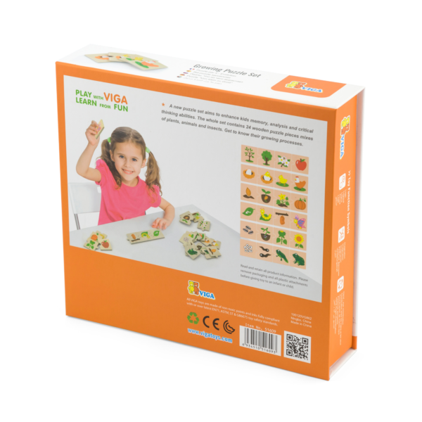 Viga Growing Plants & Animals, 24 Piece Mix & Match Puzzle, Montessori Wooden Toy, Develops Sensory, Cognitive & Fine Motor Skills, Non-Toxic & Eco-friendly Kids Educational Toy, 18M+