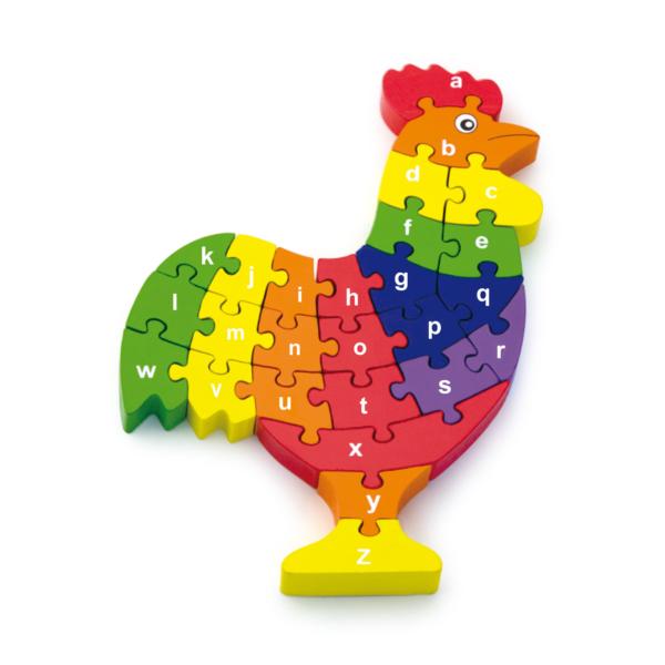 Viga 3D Rooster with Alphabets, 26 Piece Jigsaw Block Puzzle, Montessori Wooden Toy, Develops Sensory, Cognitive & Fine Motor Skills, Non-Toxic & Eco-friendly Kids Educational Toy, 3Y+