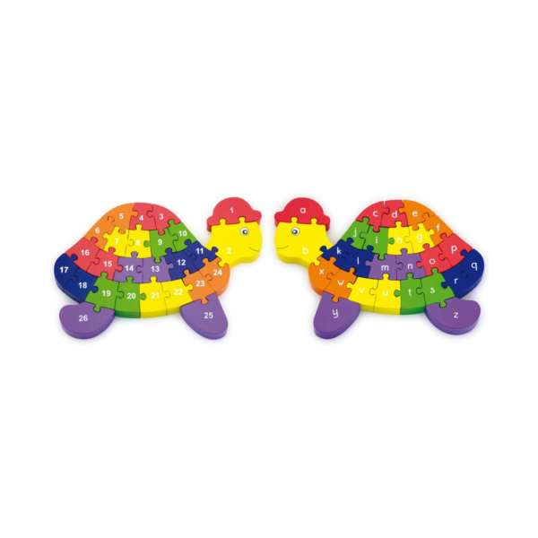 Viga 3D Turtle with Alphabets, 26 Piece Jigsaw Block Puzzle, Montessori Wooden Toy, Develops Sensory, Cognitive & Fine Motor Skills, Non-Toxic & Eco-friendly Kids Educational Toy, 3Y+
