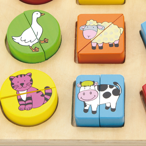 Viga Farm Animals, 18 Piece Geometric Block Puzzle, Montessori Wooden Toy, Develops Sensory, Cognitive & Fine Motor Skills, Non-Toxic & Eco-friendly Kids Educational Toy, Suitable for Children 18M+