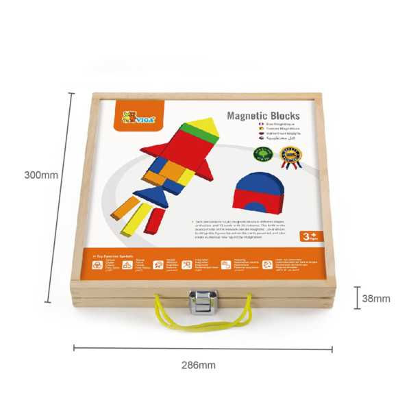 Viga Magnetic Blocks, 42 Piece  Puzzle, Montessori Wooden Toy, Develops Sensory, Cognitive & Fine Motor Skills, Non-Toxic & Eco-friendly Kids Educational Toy, Suitable for Boys and Girls Aged 3Y+