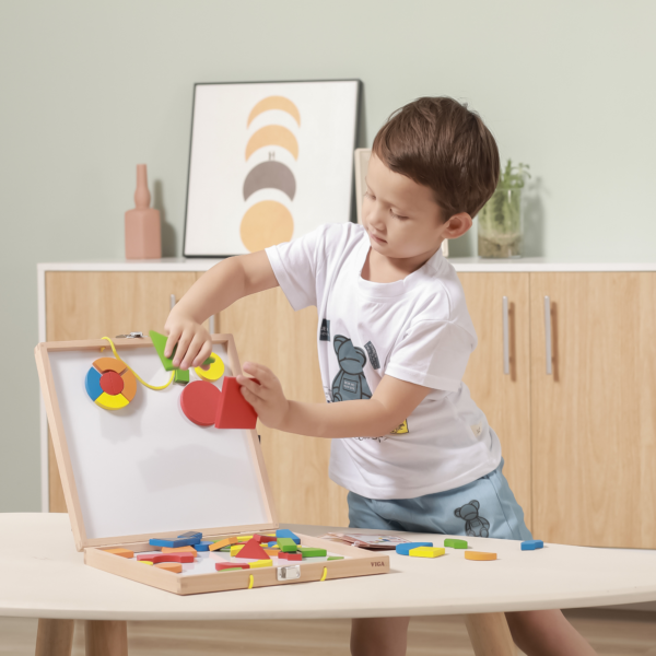 Viga Magnetic Blocks, 42 Piece  Puzzle, Montessori Wooden Toy, Develops Sensory, Cognitive & Fine Motor Skills, Non-Toxic & Eco-friendly Kids Educational Toy, Suitable for Boys and Girls Aged 3Y+