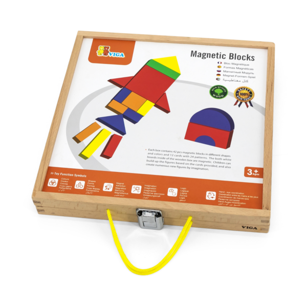 Viga Magnetic Blocks, 42 Piece  Puzzle, Montessori Wooden Toy, Develops Sensory, Cognitive & Fine Motor Skills, Non-Toxic & Eco-friendly Kids Educational Toy, Suitable for Boys and Girls Aged 3Y+
