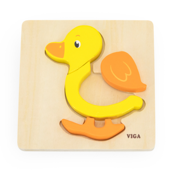 Viga Duck, 4 Piece Block Puzzle, Montessori Wooden Toy, Develops Sensory, Cognitive & Fine Motor Skills, Non-Toxic & Eco-friendly Kids Educational Toy, Suitable for Boys and Girls Aged 18M+