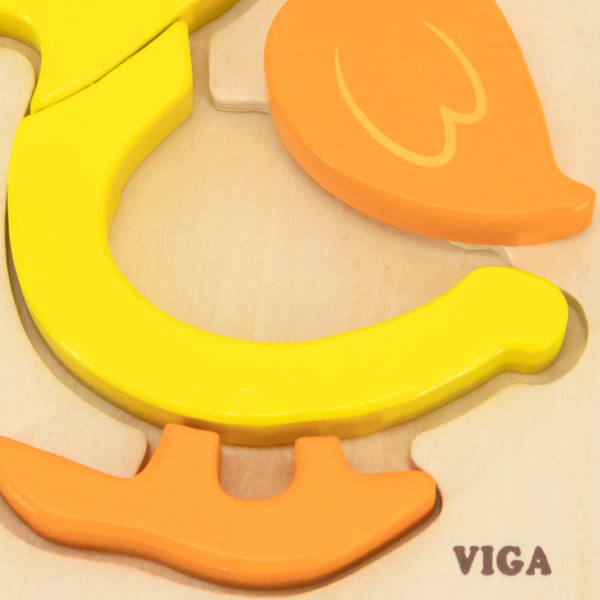 Viga Duck, 4 Piece Block Puzzle, Montessori Wooden Toy, Develops Sensory, Cognitive & Fine Motor Skills, Non-Toxic & Eco-friendly Kids Educational Toy, Suitable for Boys and Girls Aged 18M+