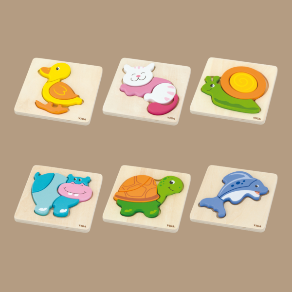 Viga Duck, 4 Piece Block Puzzle, Montessori Wooden Toy, Develops Sensory, Cognitive & Fine Motor Skills, Non-Toxic & Eco-friendly Kids Educational Toy, Suitable for Boys and Girls Aged 18M+
