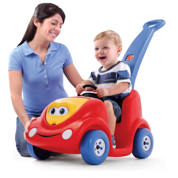 Step2 10th Anniversary Edition Buggy Single Seater Kids Push Car, Easy to Store Ride On Toy with Seatbelt, Horn and Storage Trunk, Suitable for Children both Boys and Girls Aged 18m and Above, Red