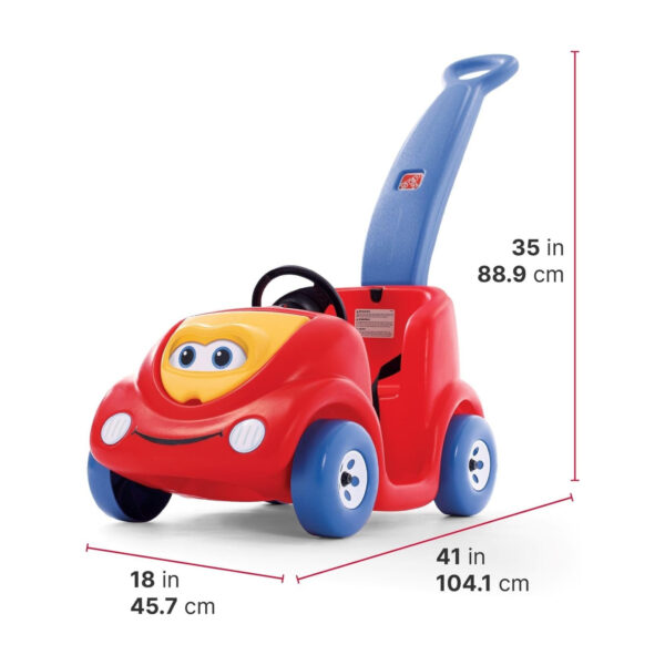 Step2 10th Anniversary Edition Buggy Single Seater Kids Push Car, Easy to Store Ride On Toy with Seatbelt, Horn and Storage Trunk, Suitable for Children both Boys and Girls Aged 18m and Above, Red