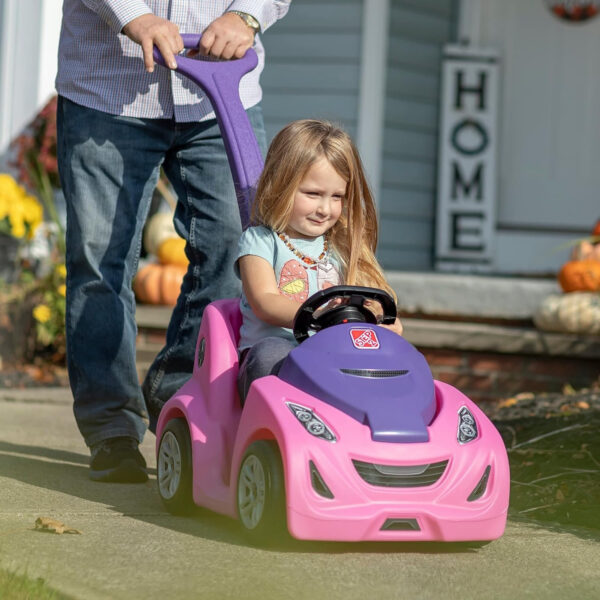 Step2 Buggy GT, Single Seater Kids Push Car, Easy to Store Ride On Toy with Seatbelt, Horn and Storage Trunk, Suitable for Children both Boys and Girls Aged 18m and Above, Pink