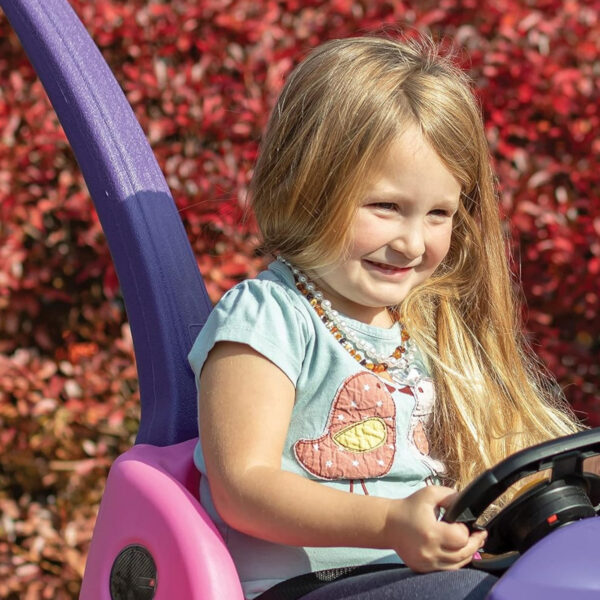 Step2 Buggy GT, Single Seater Kids Push Car, Easy to Store Ride On Toy with Seatbelt, Horn and Storage Trunk, Suitable for Children both Boys and Girls Aged 18m and Above, Pink