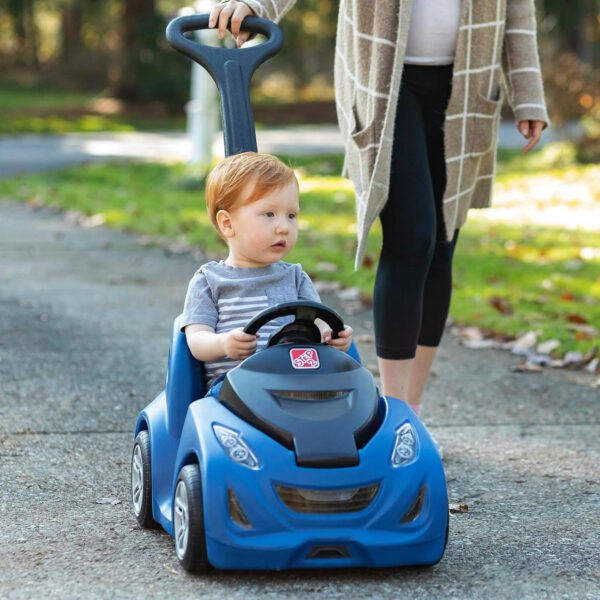Step2 Buggy GT, Single Seater Kids Push Car, Easy to Store Ride On Toy with Seatbelt, Horn and Storage Trunk, Suitable for Children both Boys and Girls Aged 18m and Above, Blue