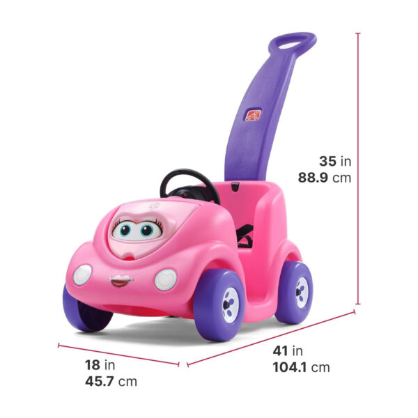 Step2 10th Anniversary Edition Buggy Single Seater Kids Push Car, Easy to Store Ride On Toy with Seatbelt, Horn and Storage Trunk, Suitable for Children both Boys and Girls Aged 18m and Above, Pink