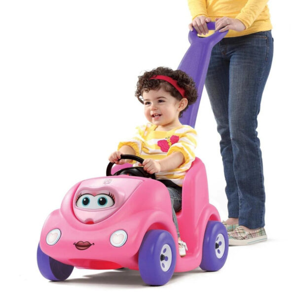 Step2 10th Anniversary Edition Buggy Single Seater Kids Push Car, Easy to Store Ride On Toy with Seatbelt, Horn and Storage Trunk, Suitable for Children both Boys and Girls Aged 18m and Above, Pink