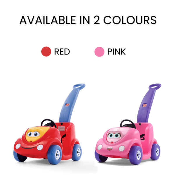 Step2 10th Anniversary Edition Buggy Single Seater Kids Push Car, Easy to Store Ride On Toy with Seatbelt, Horn and Storage Trunk, Suitable for Children both Boys and Girls Aged 18m and Above, Pink